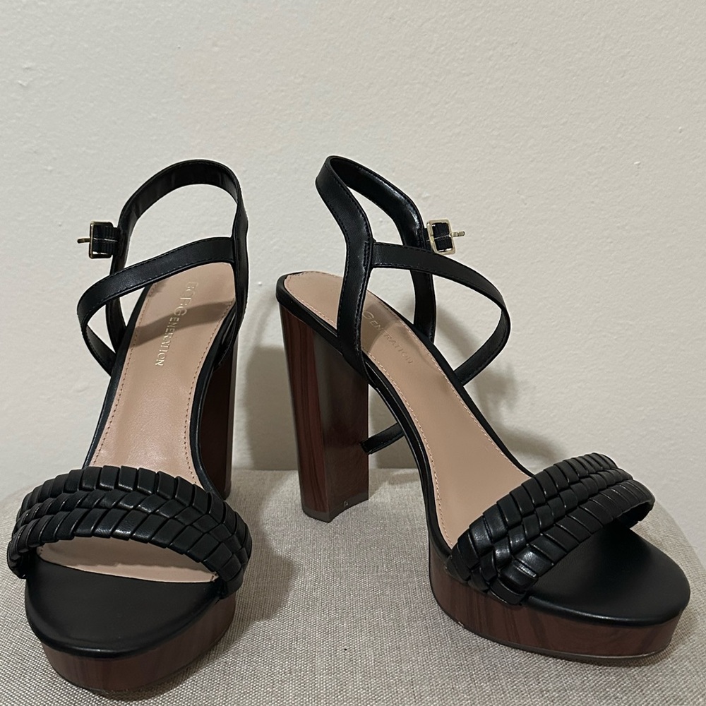 BCBGeneration Black Strappy Heels